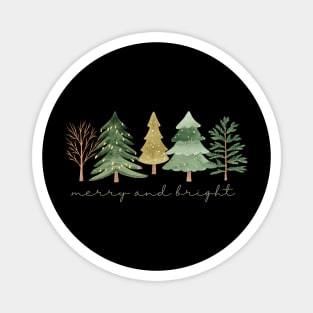 Merry and Bright Christmas Tree Design Magnet